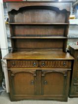 An oak two drawer Welsh dresser, overall 180 x 120 x 47cm.