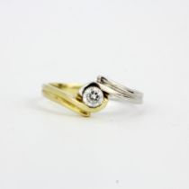 A 14ct yellow and white gold diamond set solitaire ring, approx. 0.33ct, ring size O.