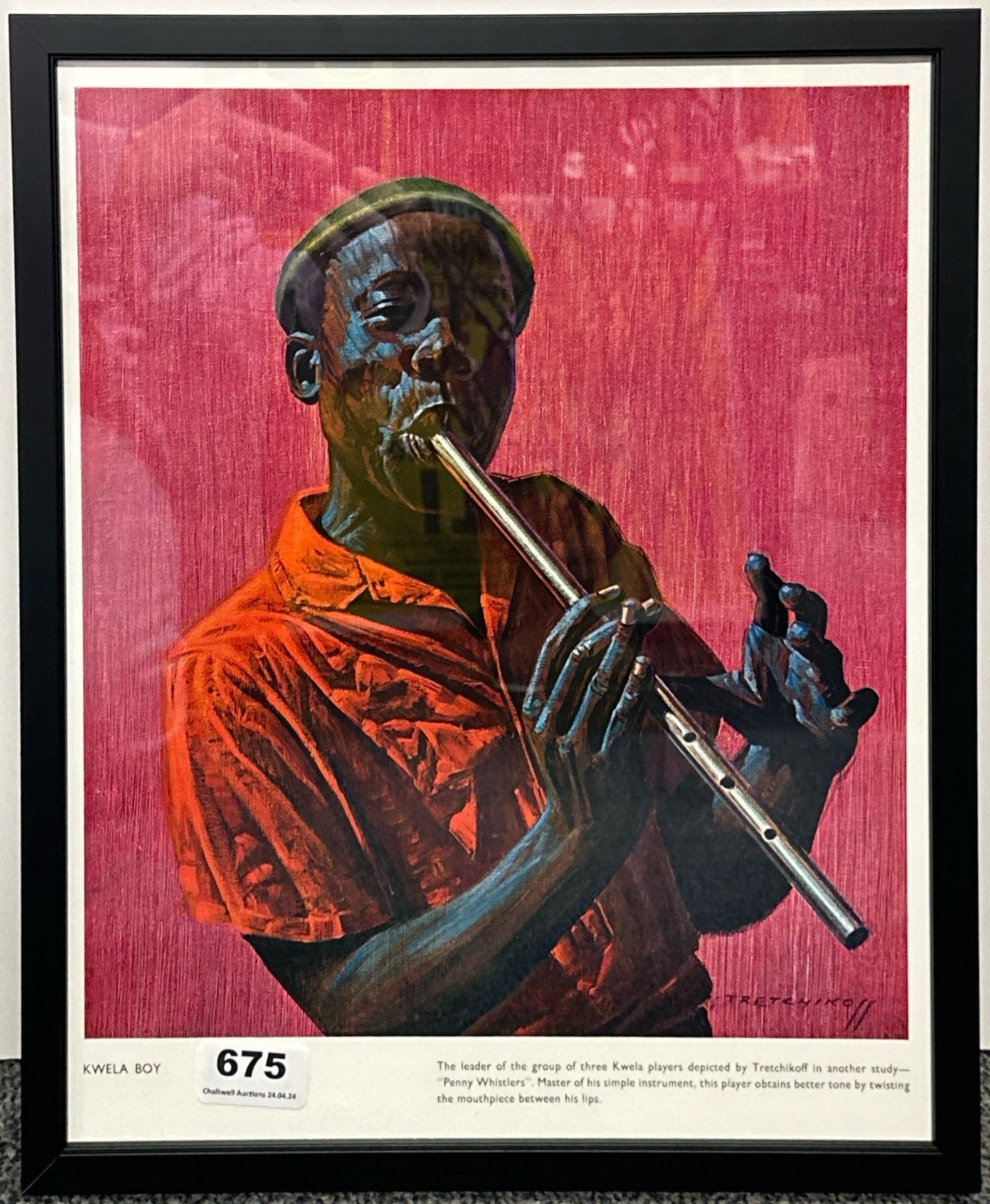 A Tretchikoff framed 1969 lithograph of Kwela boy, frame size. 33cm x 41cm.