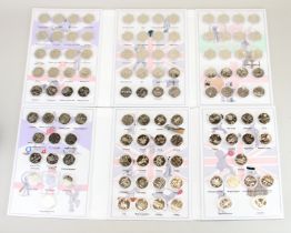 A collection of uncirculated proof 50p coins from 1997-2023 in custom made cases, including the