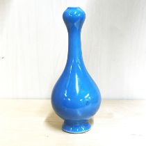A small Chinese blue glazed porcelain vase H. 17cm.