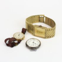 A ladies vintage 9ct gold wrist watch, with a silver wrist watch and an Accurist wrist watch.