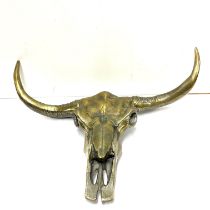 An interesting large wall mounted brass buffalo skull W. 70cm x Depth. 48cm.