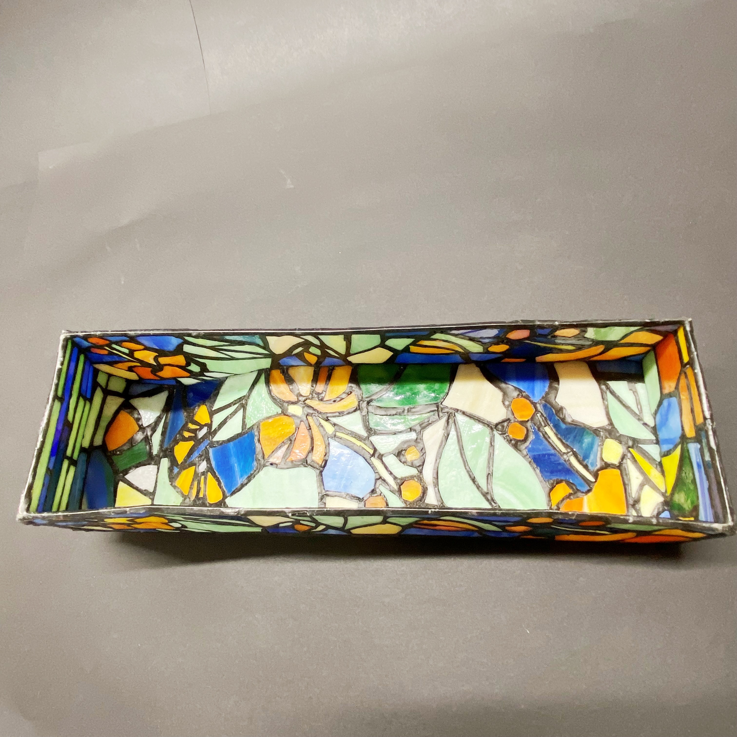 An unusual Tiffany style glass item, possibly a lamp shade L. 32cm. - Image 3 of 3
