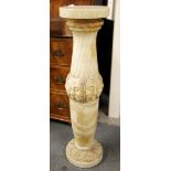 An oriental carved alabaster column, H. 93cm.