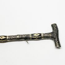 A metal mounted and inlaid sword stick L. 91cm.