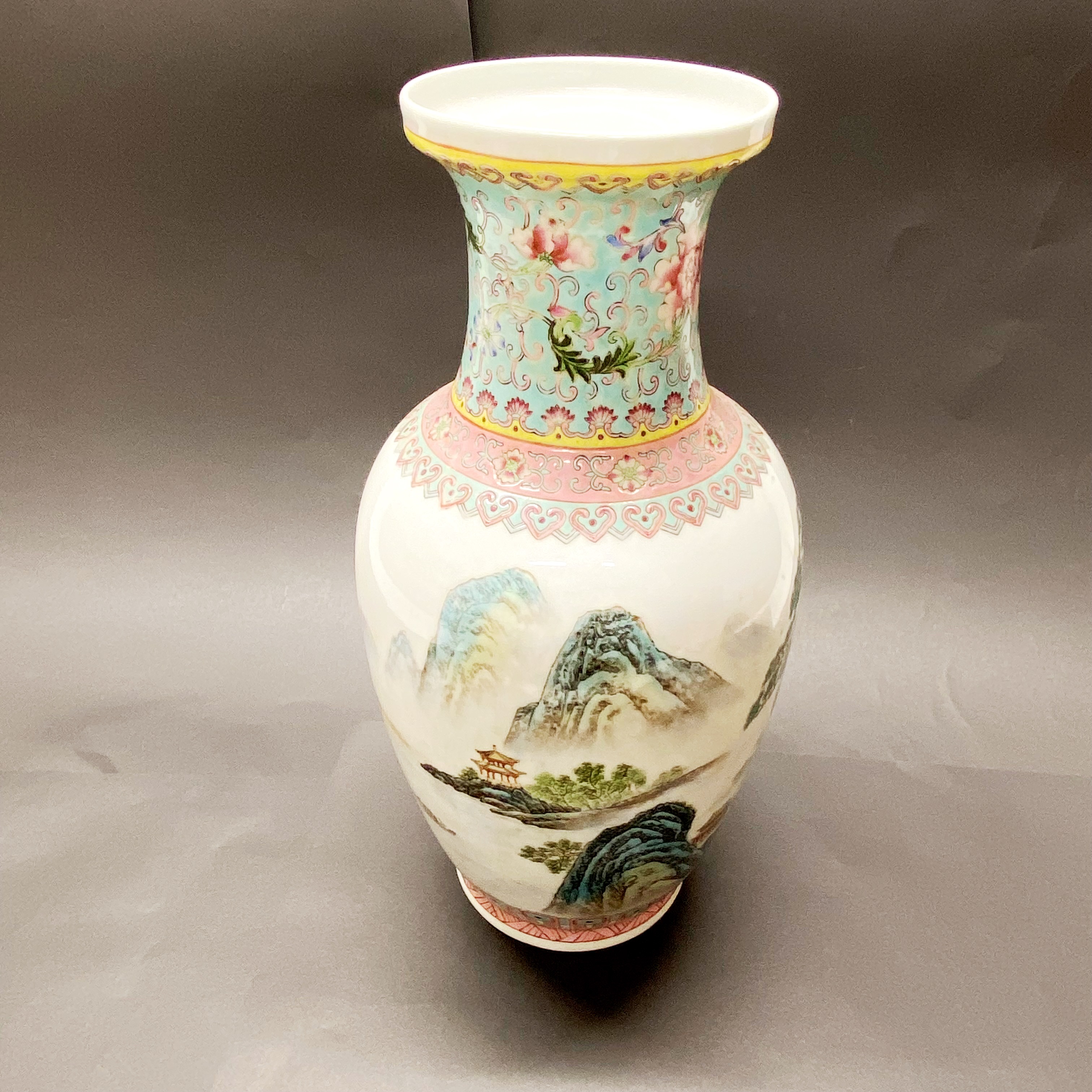 A mid 20thC Chinese hand enamelled vase H. 37cm - Image 2 of 5