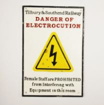 A cast iron reproduction Tilbury and Southend railway sign, 19 x 27cm.