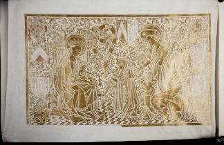 Two unframed large brass rubbings.