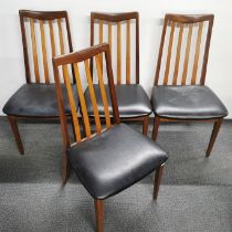 A set of four mid 20thC teak G-plan dining chairs, H. 90cm.