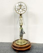 An unusual skeleton clock under dome, dome H. 58cm.