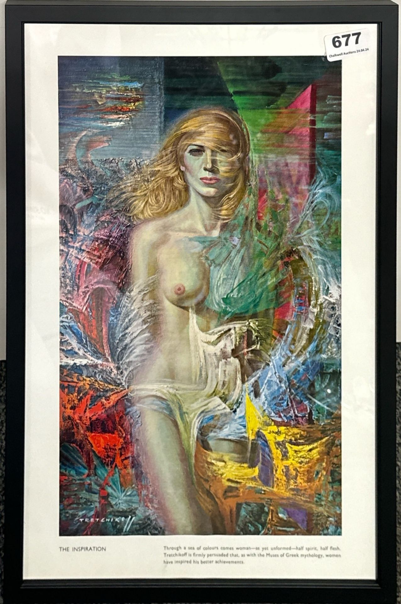 A Tretchikoff framed 1969 lithograph of The inspiration, frame size 32cm x 48cm.