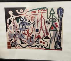 A Penck, 1983 museum exhibition lithograph framed print. Frame size 95x75cms