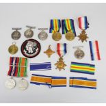 A quantity of WWI medals, etc. Including SE-23868 PTE.S.J.FRANKLIN A.V.C, 27140 PTE.E.G.WINKS 15-