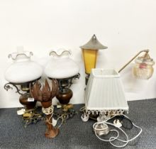A group of six vintage table lamps, tallest H. 55cm.