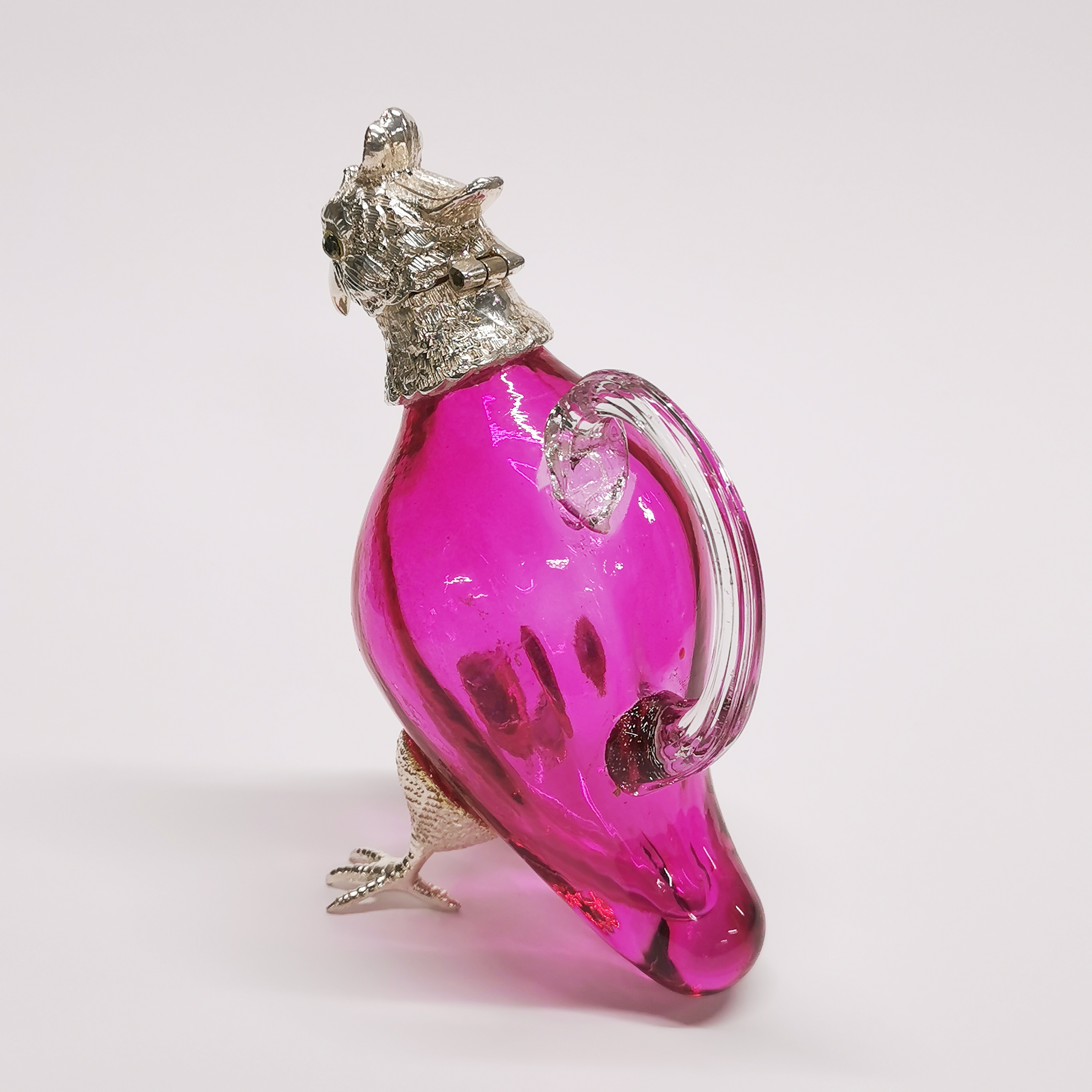 A silver plated and glass bird liqueur decanter with glass eyes, H. 17cm. - Image 3 of 3