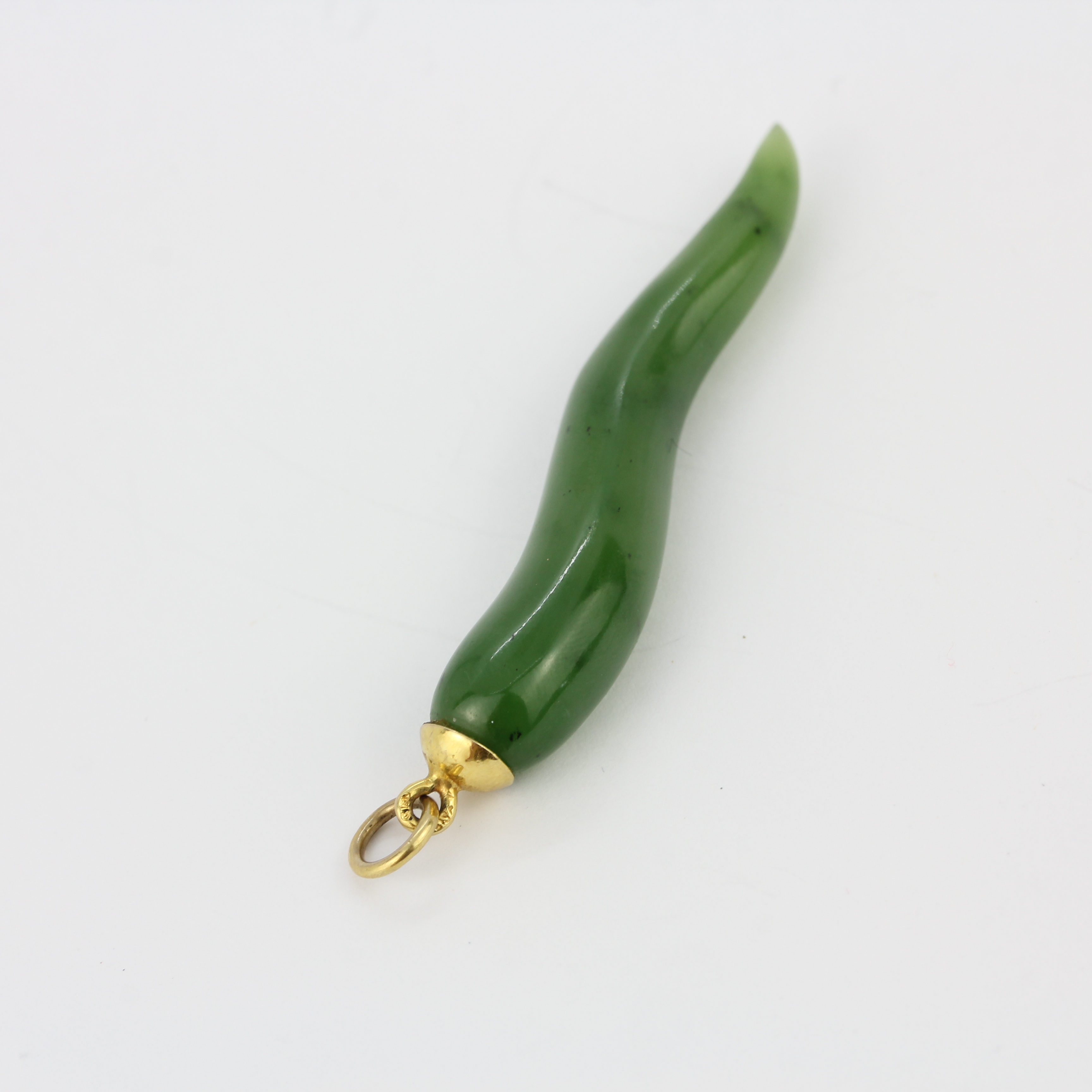 A 9ct yellow gold mounted jade pendant, L. 5.5cm. - Image 2 of 2