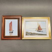 Two framed acrylics of Essex river scenes by Colin Moore and Muriel Hardy, largest 34 x 27cm.