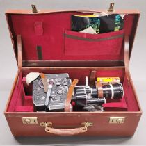 A leather cased Bolex 1966 H16 Rex 5 movie camera with Vario Switar 86EE lens.
