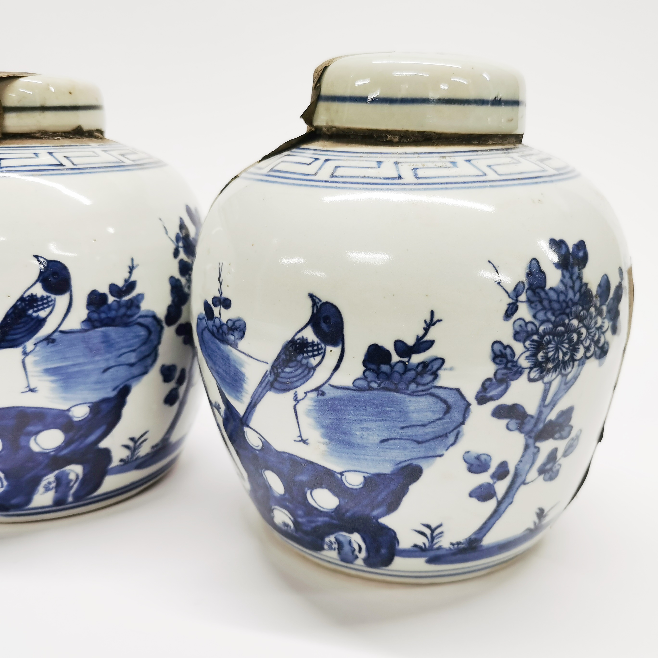 Two Chinese unopened porcelain ginger jars, H. 17cm. - Image 3 of 5
