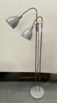 A grey finished floor standing reading light, H. 138cm.