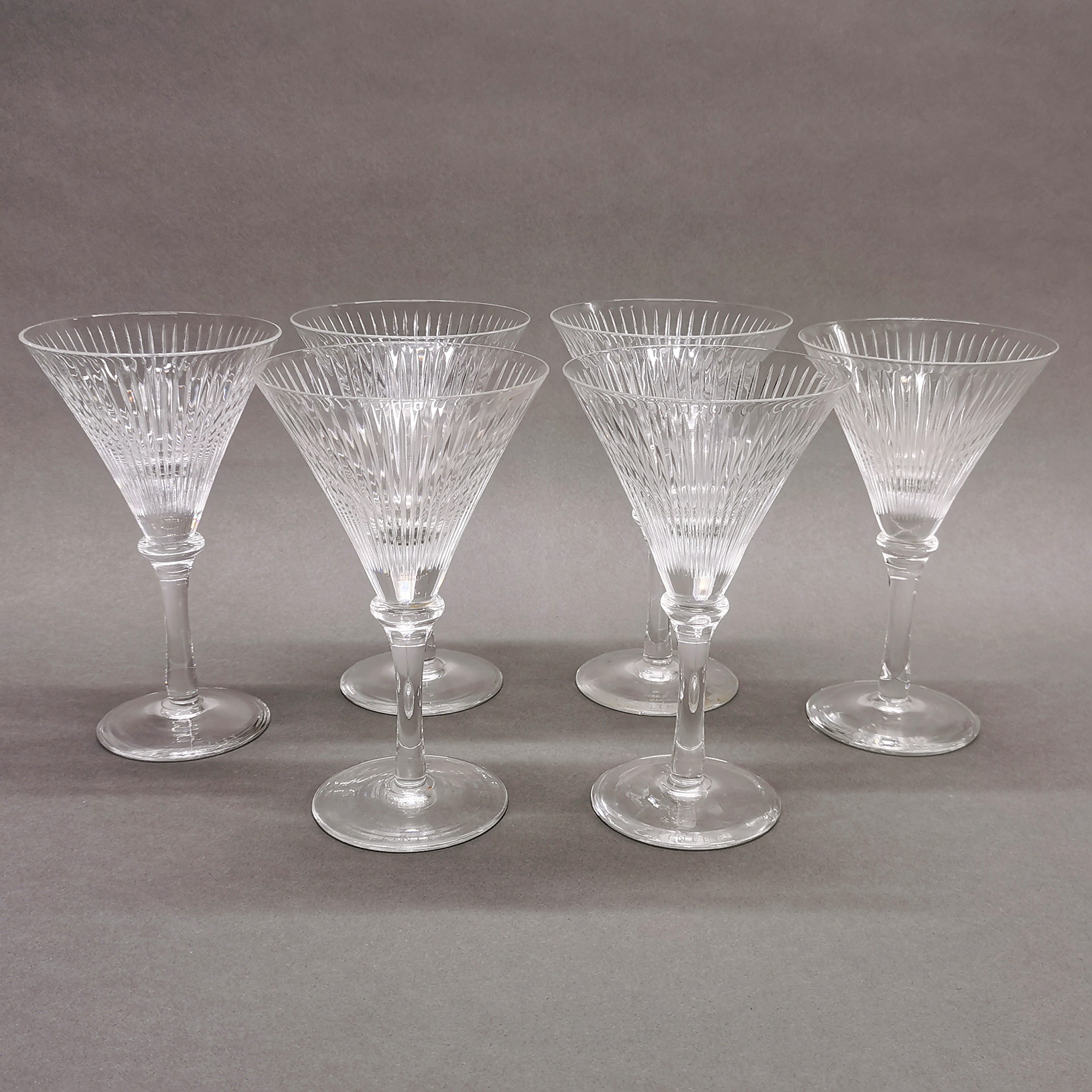 A set of six David Linley cut crystal cocktail glasses, H. 19cm. N/B no visible damage.