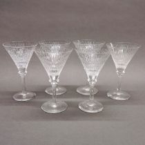 A set of six David Linley cut crystal cocktail glasses, H. 19cm. N/B no visible damage.