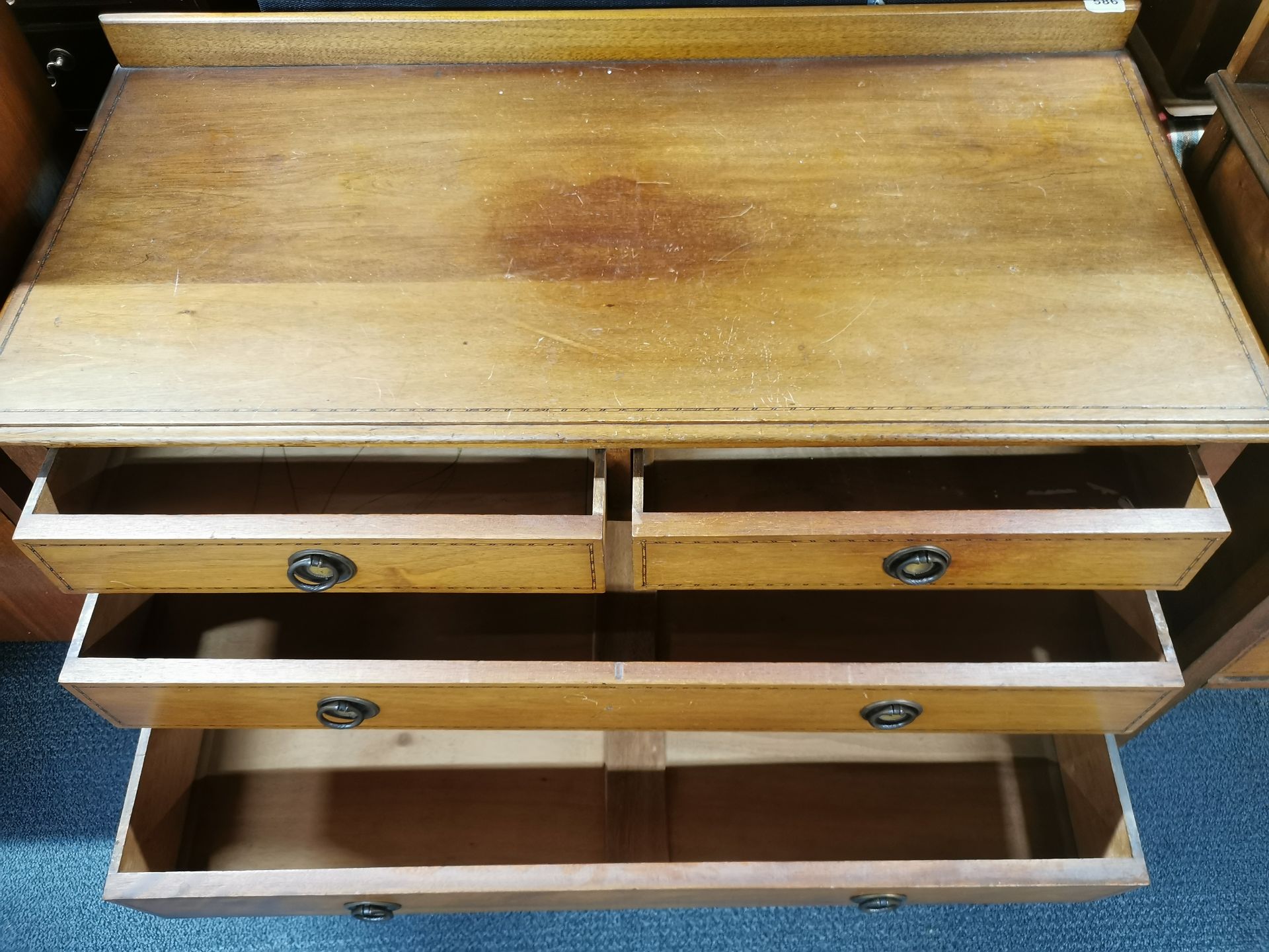 An inlaid mahogany six drawer dressing table and mirrors, overall 170 x 112 x 48cm, together with an - Image 3 of 7