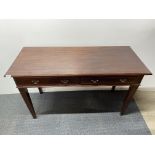 An Edwardian inlaid mahogany two drawer side table, W. 121cm, H. 70cm.