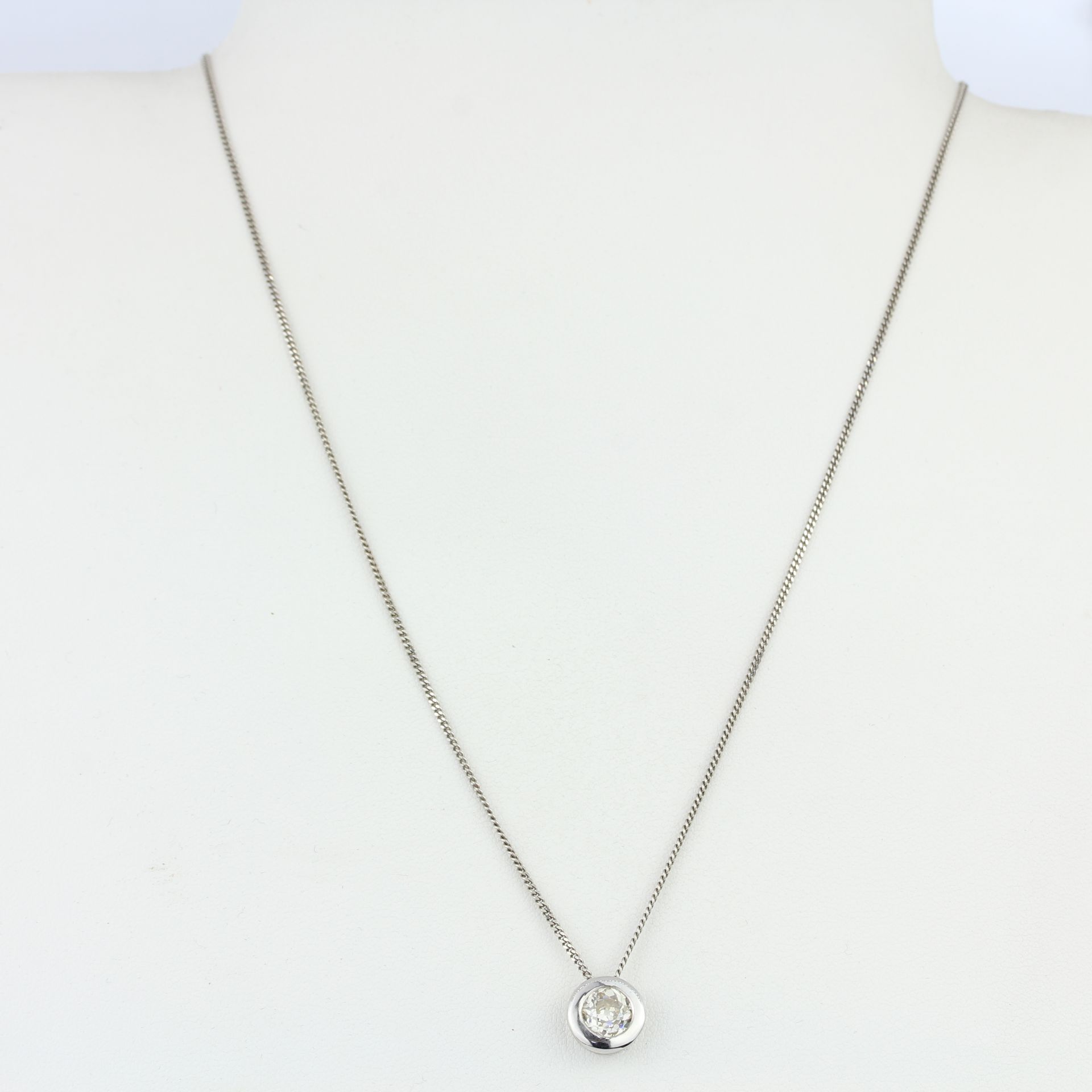 An 18ct white gold pendant set with and old brilliant cut diamond, approx. 0.90ct, clarity VS, - Image 3 of 3