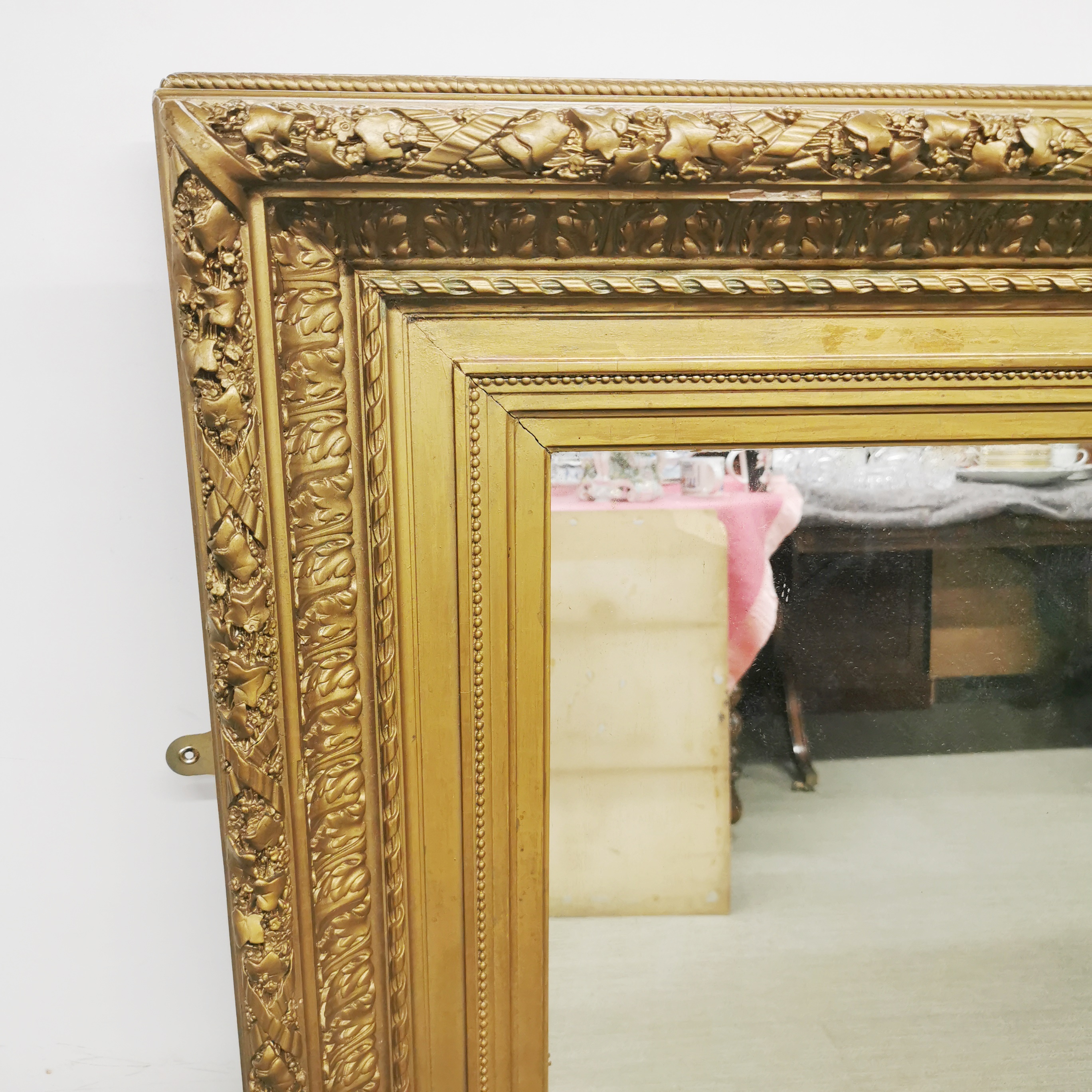 A large 19thC gilt framed mirror, 96 x 114cm. - Image 2 of 3
