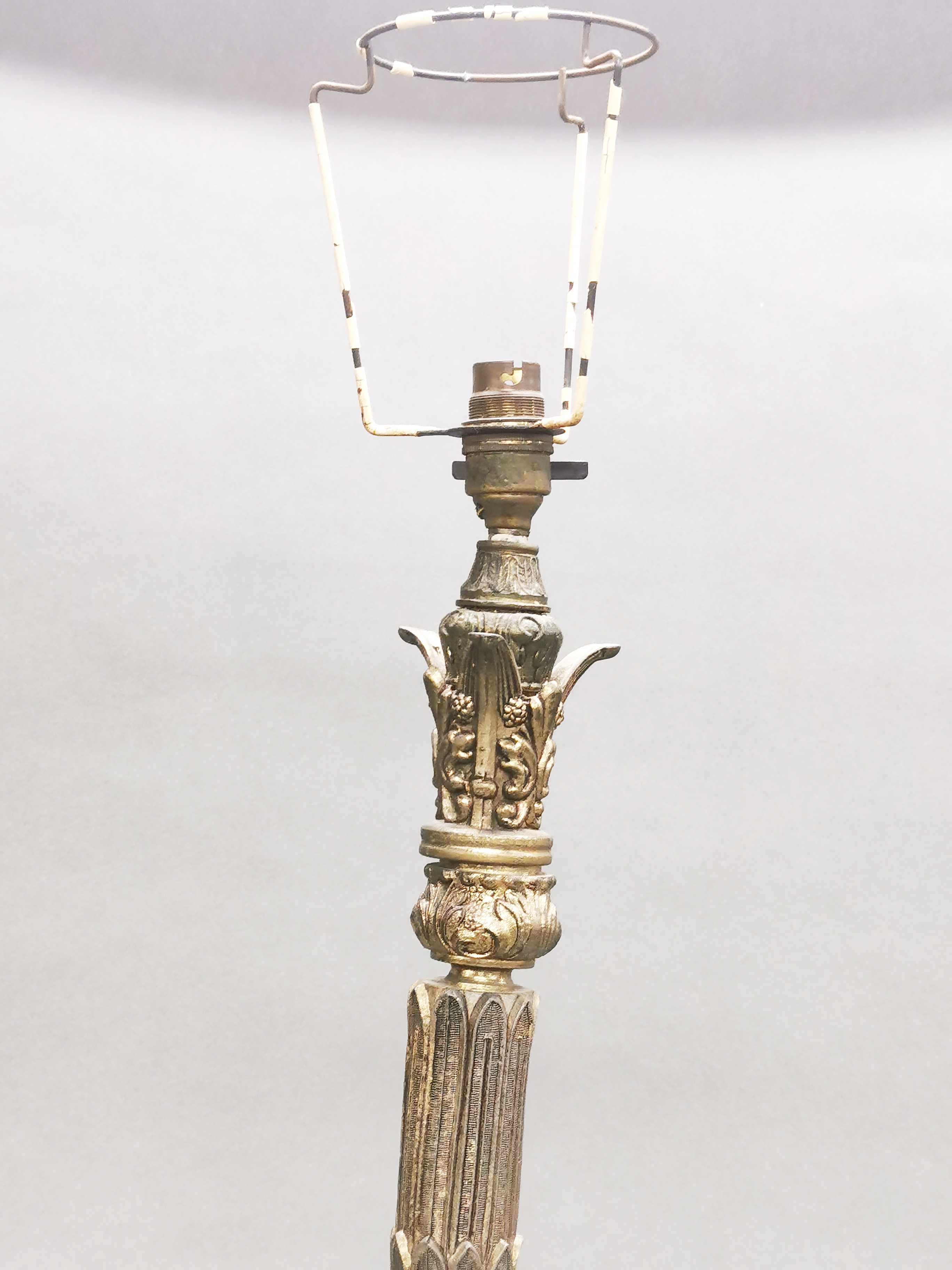 A gilt metal column table lamp base, H. 60cm. - Image 3 of 3
