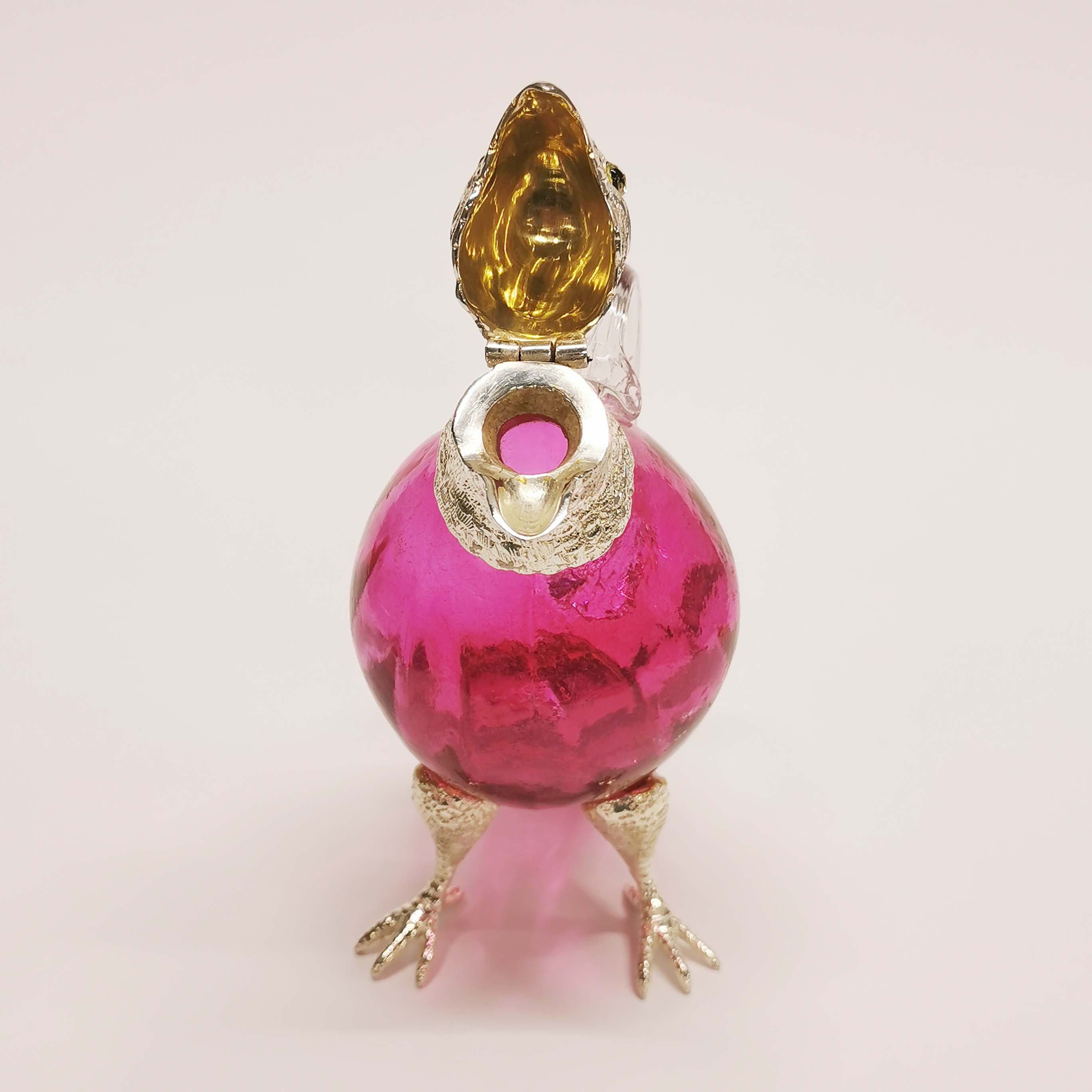 A silver plated and glass bird liqueur decanter with glass eyes, H. 17cm. - Image 2 of 3