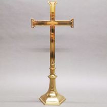 A polished brass church cross, H. 55cm.