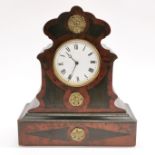 A 19thC wooden veneered mantel clock, H. 28cm.