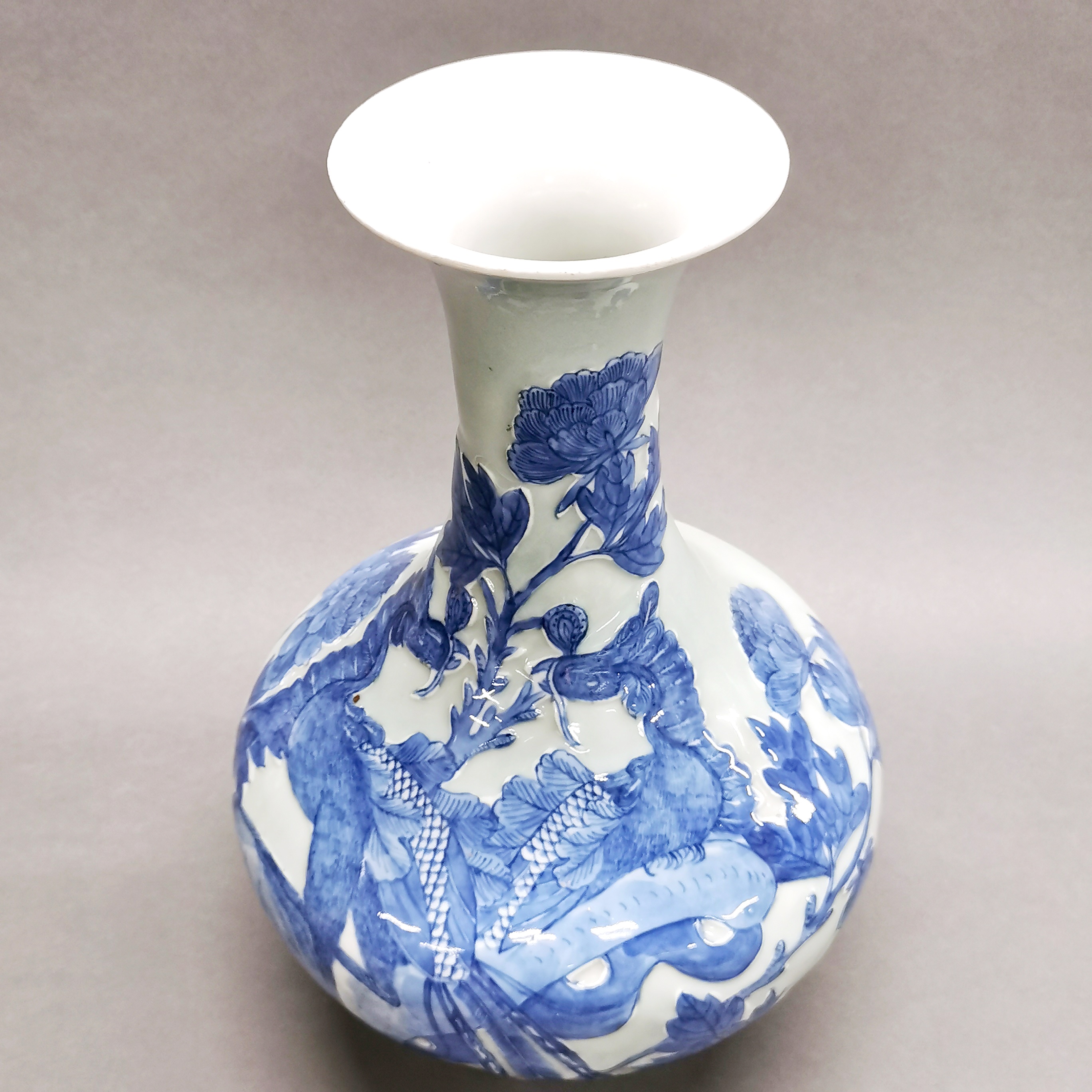 A Chinese hand painted porcelain vase drilled as a lamp base, H. 38cm. - Image 2 of 3