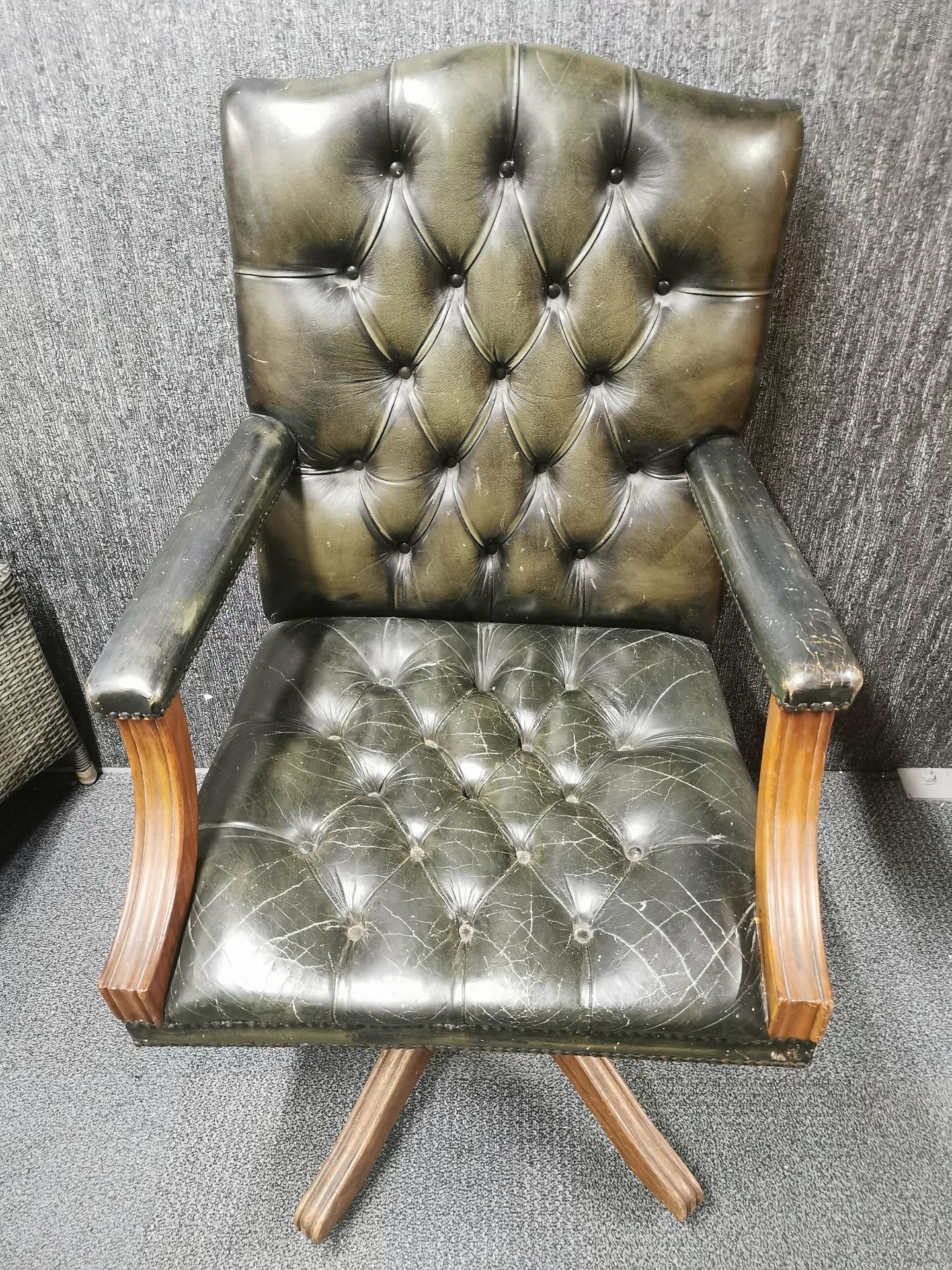 A leather upholstered mahogany swivel chair. - Image 2 of 5
