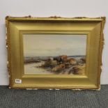A gilt framed watercolour of cattle by Thomas Rowder, entitled 'Axe Marshes, near Seaton', 58 x