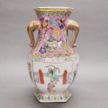 A mid 20thC Chinese hand enamelled porcelain vase, H. 35cm.