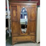 An early 20thC inlaid and cross banded mahogany wardrobe, 200 x 120 x 50cm.