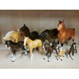 A group of Beswick and other horse and pony figures, tallest H. 18cm. One pony tail A/F.