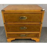 A military style three drawer chest, size 40 x 58 x 61cm.