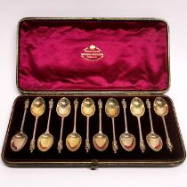 A cased set of twelve hallmarked silver apostle spoons.