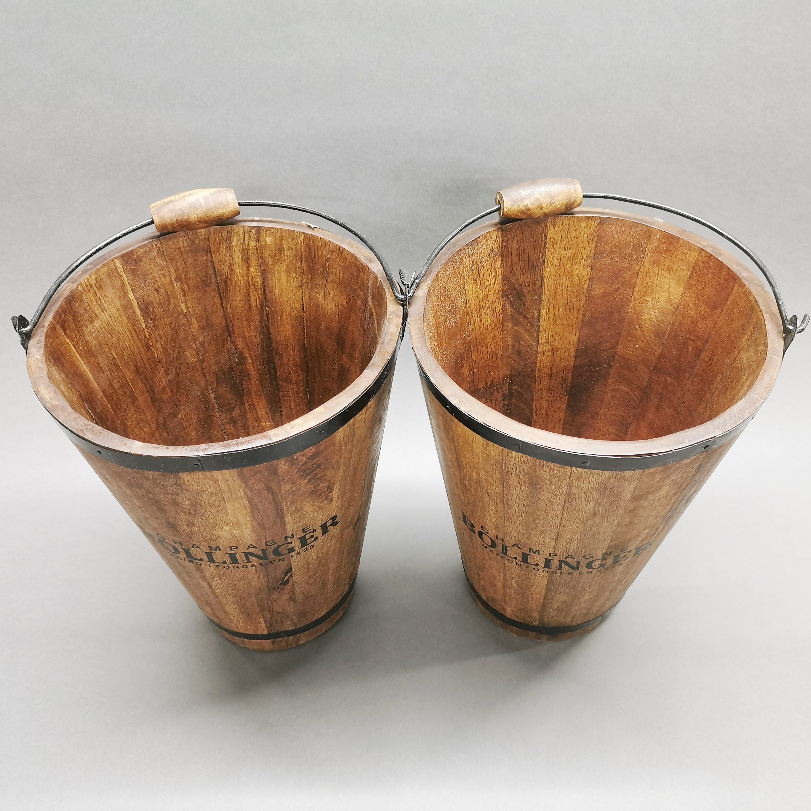 Two wooden champagne advertising buckets, H. 40cm. - Image 2 of 3