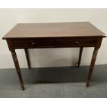 A 19thC two drawer side table, 99 x 49 x 81cm.