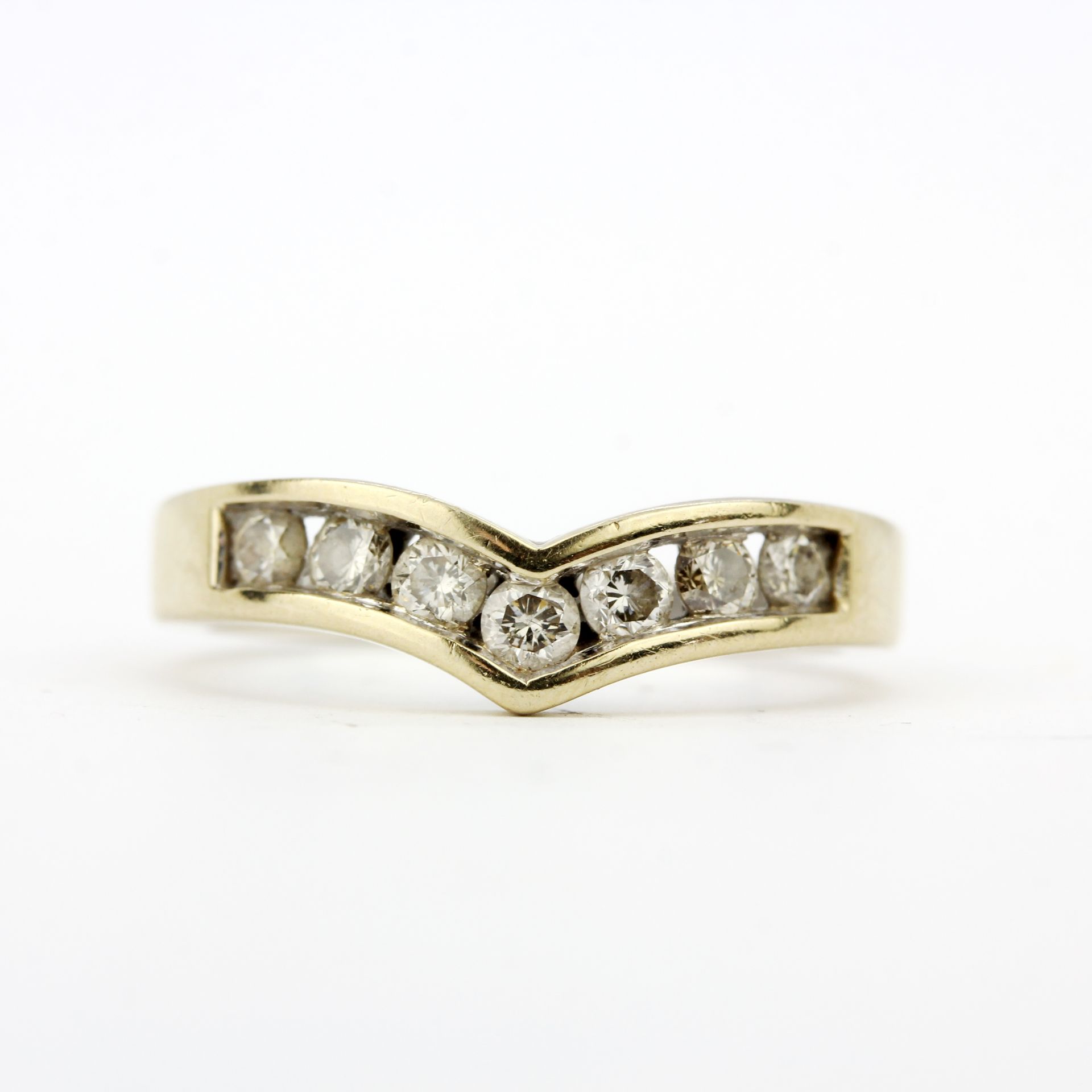 An 18ct yellow gold wishbone ring set with brilliant cut diamonds, approx. 0.5ct., ring size N. - Image 2 of 3