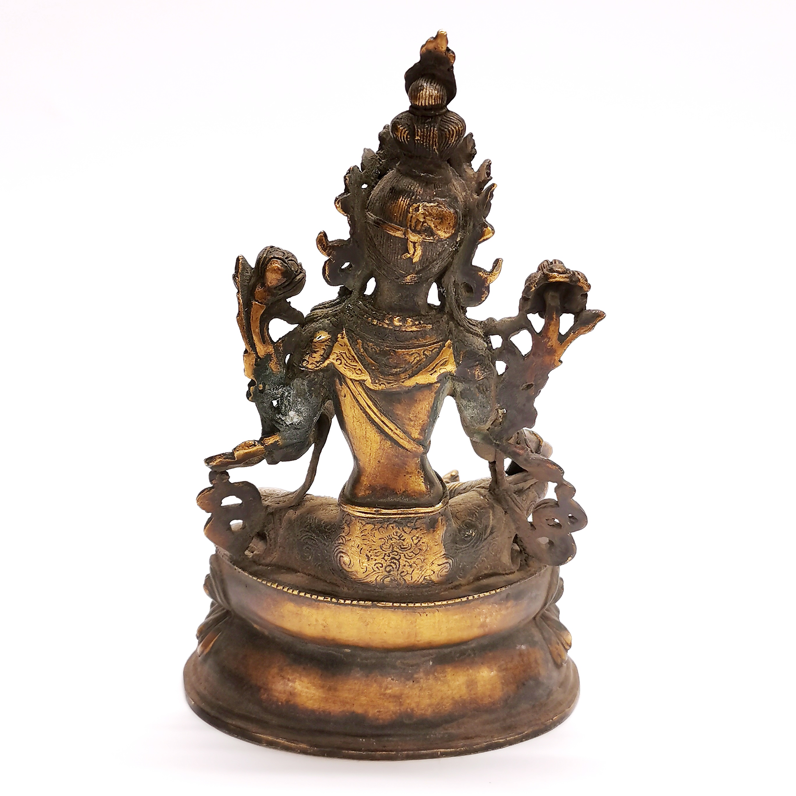 A Tibetan gilt bronze and jewelled figure of a seated Tara, H. 22cm. - Image 2 of 3