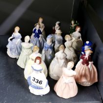 A group of sixteen Wade porcelain miniature lady figurines with boxes.
