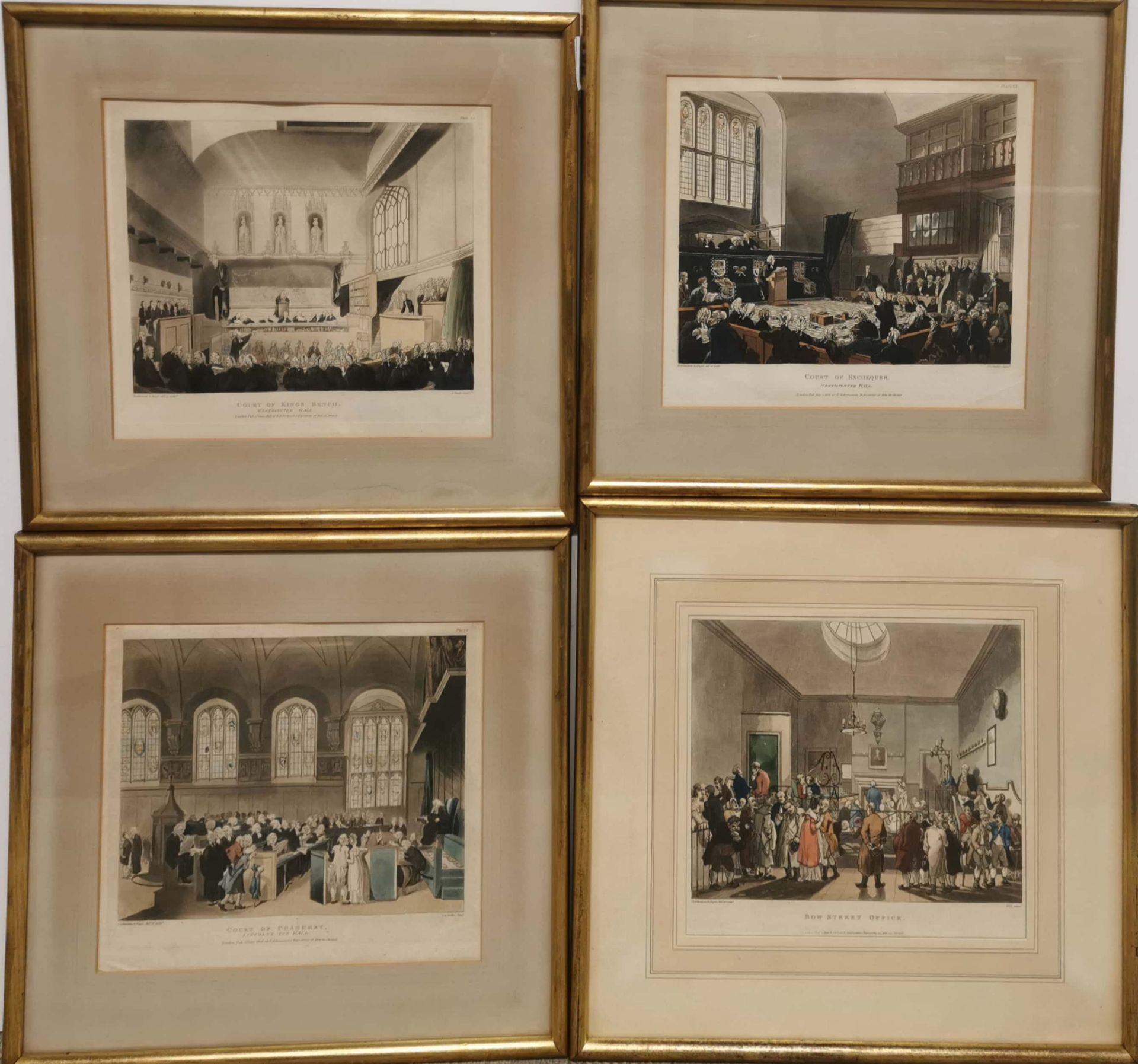 Four framed early 19th century engravings after Rowlandson and Pugin of the Court of Chancery, Court - Image 2 of 3
