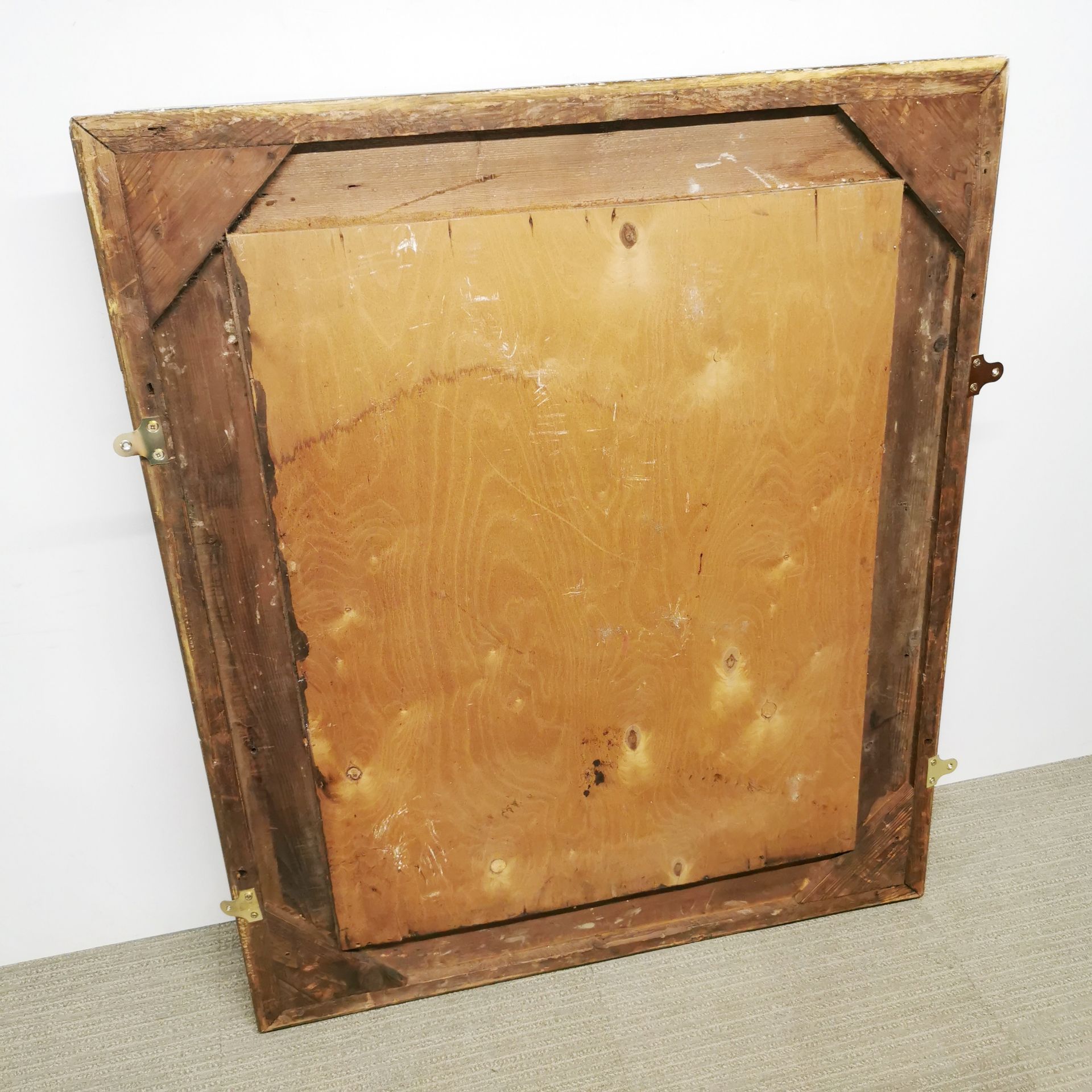 A large 19thC gilt framed mirror, 96 x 114cm. - Image 3 of 3